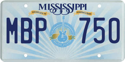 MS license plate MBP750