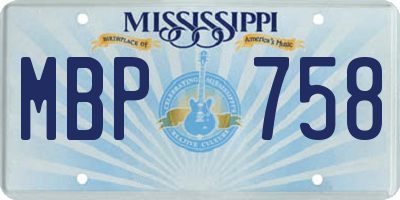 MS license plate MBP758