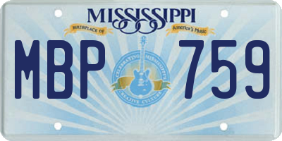 MS license plate MBP759