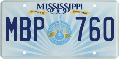 MS license plate MBP760