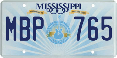 MS license plate MBP765