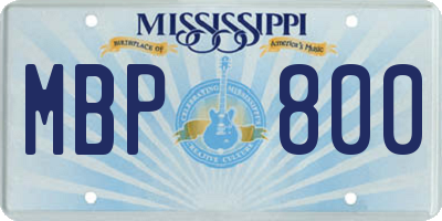 MS license plate MBP800
