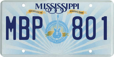 MS license plate MBP801