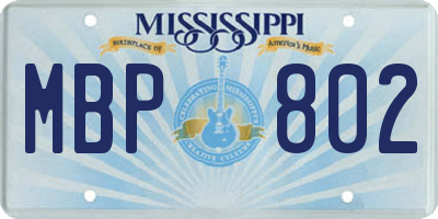 MS license plate MBP802