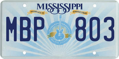 MS license plate MBP803