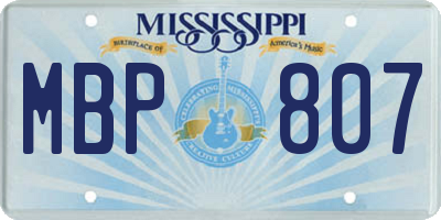 MS license plate MBP807