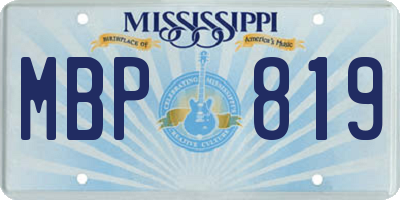 MS license plate MBP819