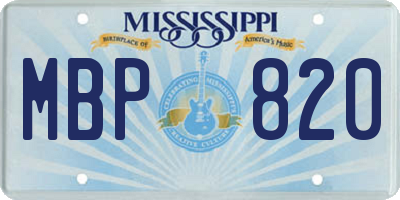MS license plate MBP820