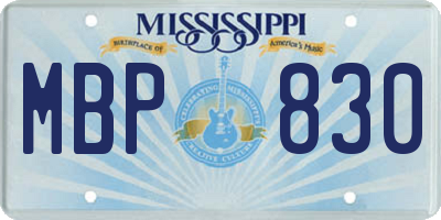 MS license plate MBP830