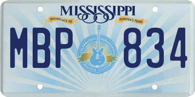 MS license plate MBP834