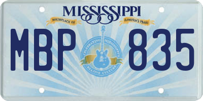 MS license plate MBP835