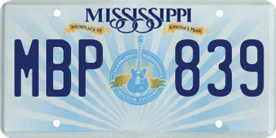 MS license plate MBP839