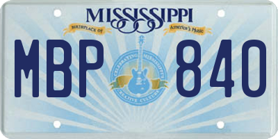 MS license plate MBP840