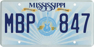 MS license plate MBP847