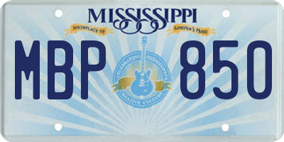 MS license plate MBP850