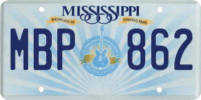 MS license plate MBP862