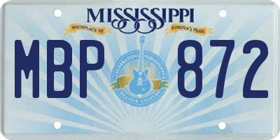 MS license plate MBP872