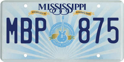 MS license plate MBP875