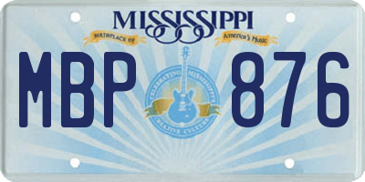 MS license plate MBP876