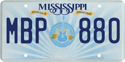 MS license plate MBP880