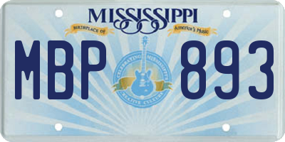 MS license plate MBP893