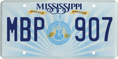 MS license plate MBP907
