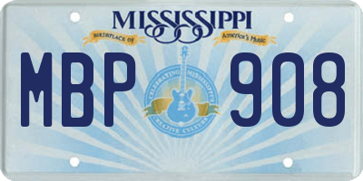 MS license plate MBP908