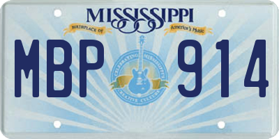 MS license plate MBP914