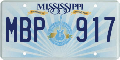 MS license plate MBP917