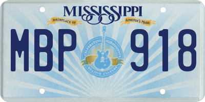 MS license plate MBP918