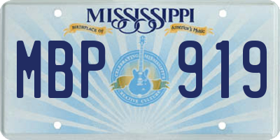 MS license plate MBP919