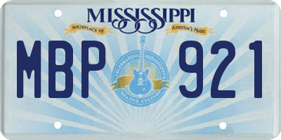 MS license plate MBP921