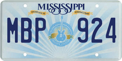 MS license plate MBP924