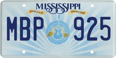 MS license plate MBP925