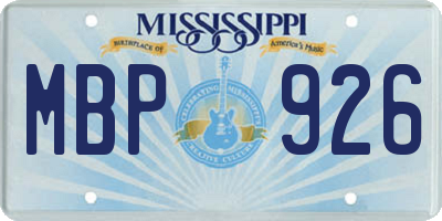 MS license plate MBP926