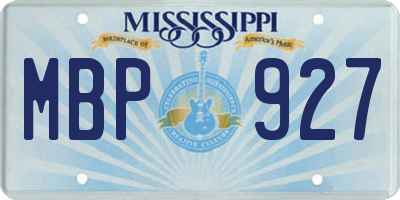 MS license plate MBP927