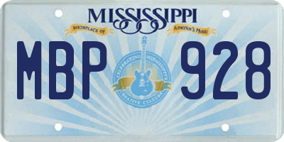 MS license plate MBP928