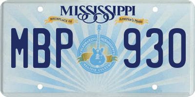 MS license plate MBP930