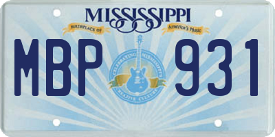 MS license plate MBP931