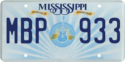 MS license plate MBP933