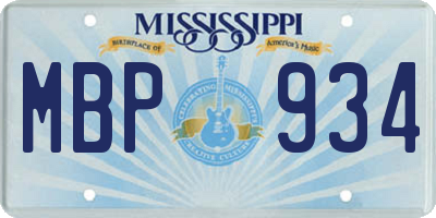 MS license plate MBP934