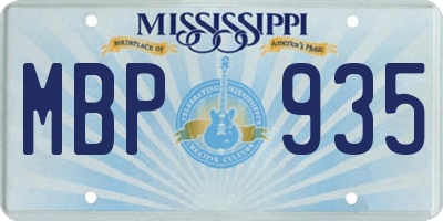MS license plate MBP935
