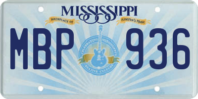 MS license plate MBP936