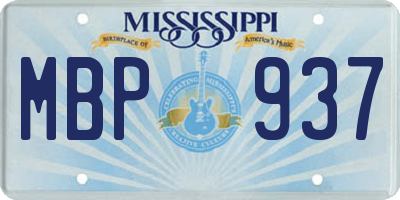 MS license plate MBP937