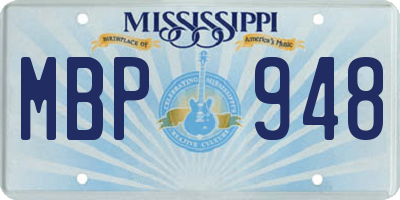 MS license plate MBP948