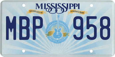MS license plate MBP958