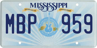 MS license plate MBP959