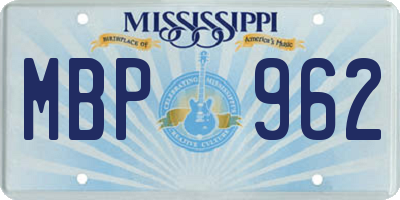 MS license plate MBP962