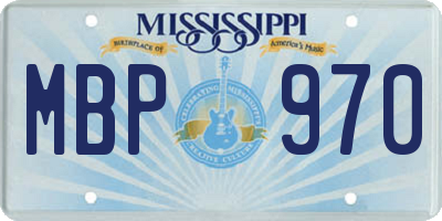 MS license plate MBP970