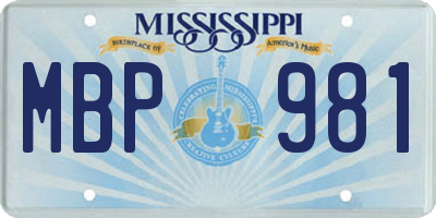 MS license plate MBP981